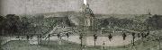 Bird-s-eye view of the gardens at Wrest Park,seen from the park unknow artist